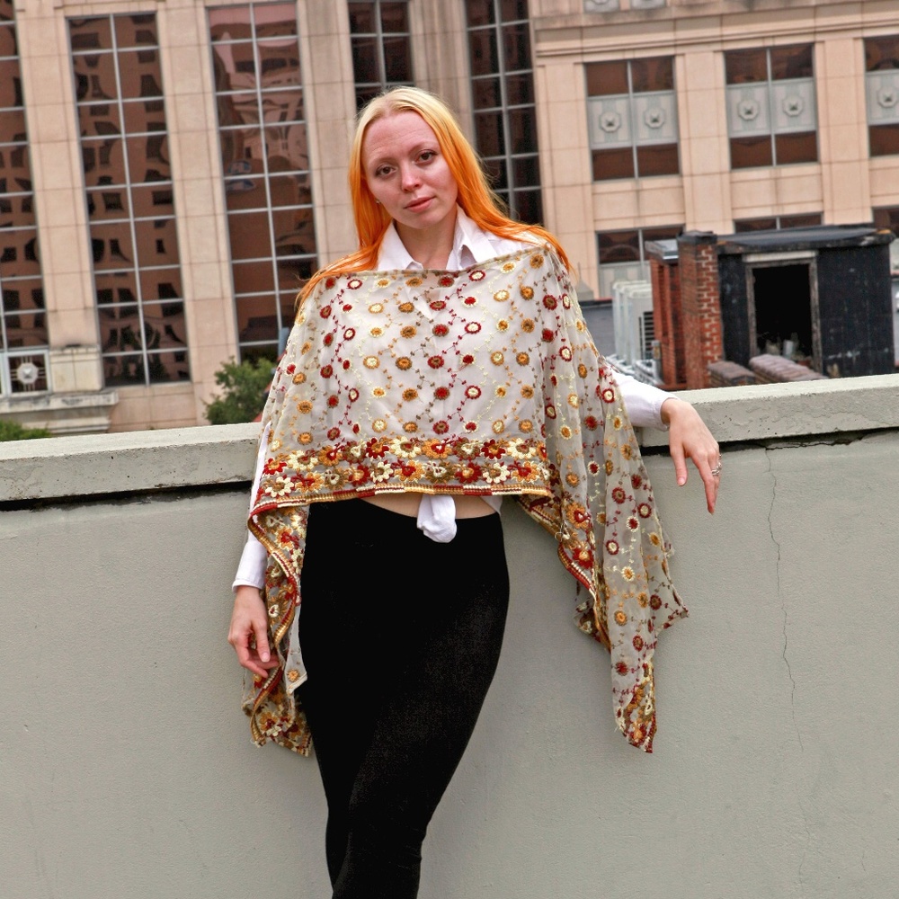 Exclusive, vintage, embroidered Indian wrap!
